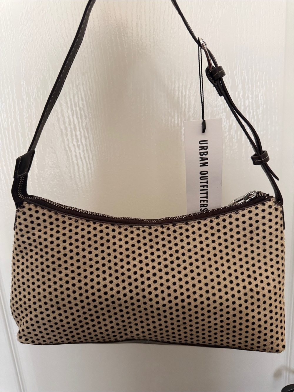 Urban Outfitters Beige and Brown Polka Dot Mini Shoulder Bag